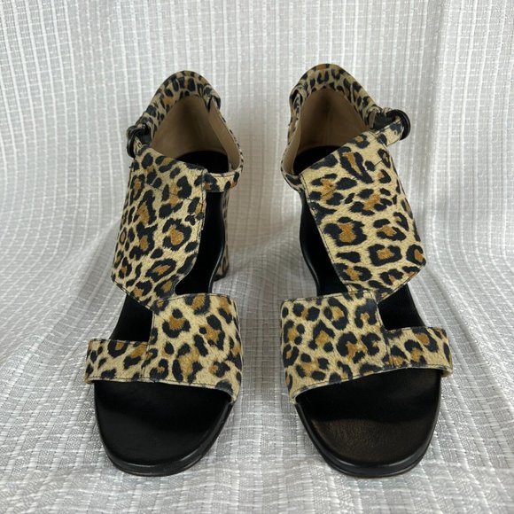 Anyi Lu Sandals 37.5 Nubuck Suede Leopard Open Toe Block Heels Shoes Electra 7 - Picture 3 of 14